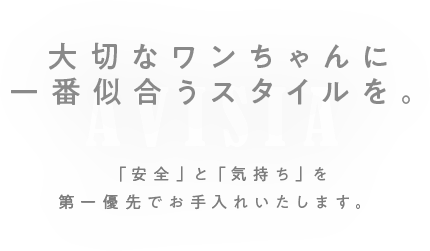 『安全』と『気持ち』を第一優先でお手入れいたします。大切なワンちゃんに一番似合うスタイルを。